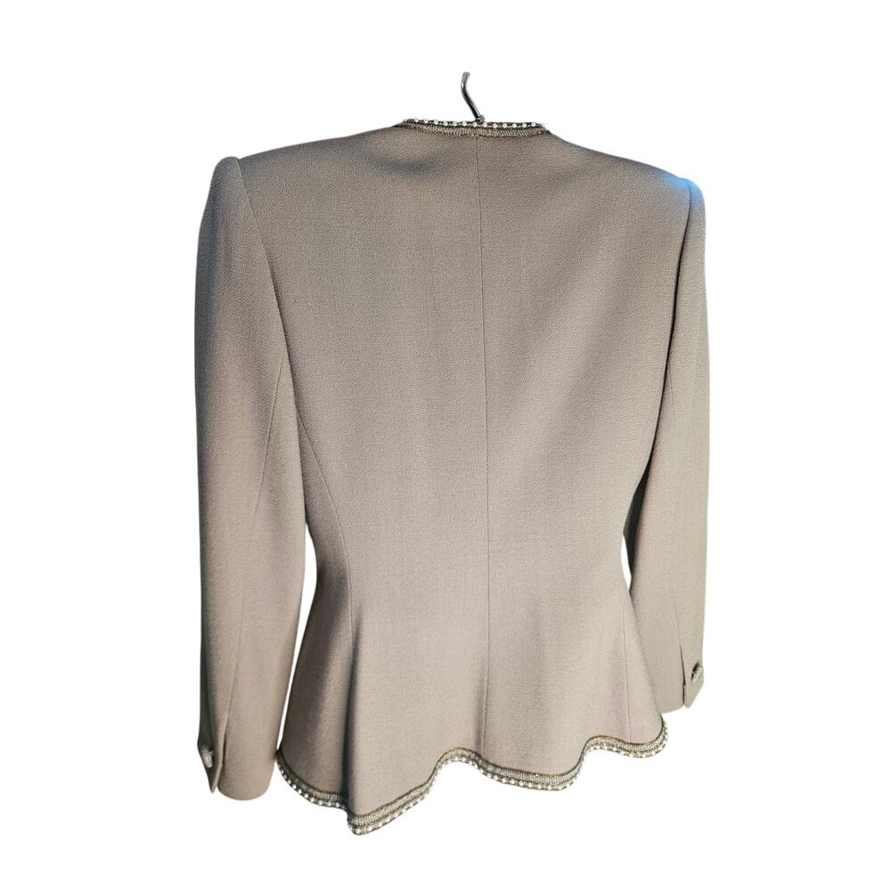 Nolan Miller Taupe Blush Beaded Jacket Sz 6 Embroidered Lined Vintage - Picture 7 of 11